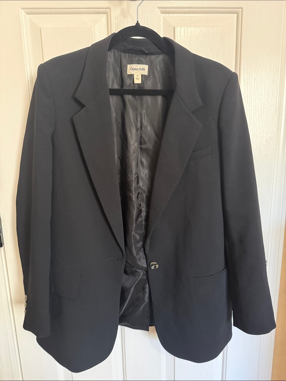 Open Edit Women's Black Single-Button Blazer - Picture 3 of 3